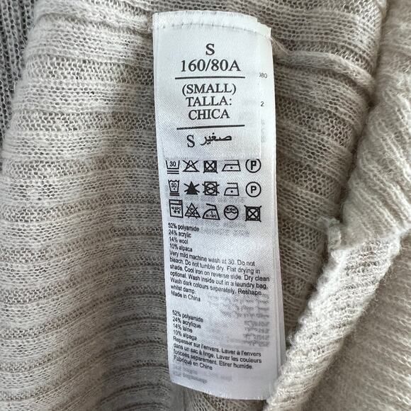 AllSaints Addie Cardigan Beige Wool-Alpaca Blend Shawl Collar Ribbed Knit S - Picture 8 of 10